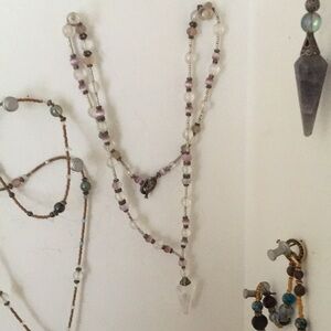 Angel Aura, Tiger Eye, Fluorite Crystal Handmade One of a Kind Necklace